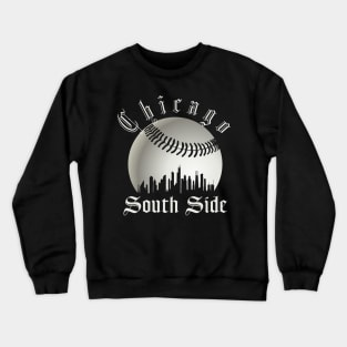 Vintage Chicago City Skyline White Baseball South Side S.O.X Crewneck Sweatshirt
